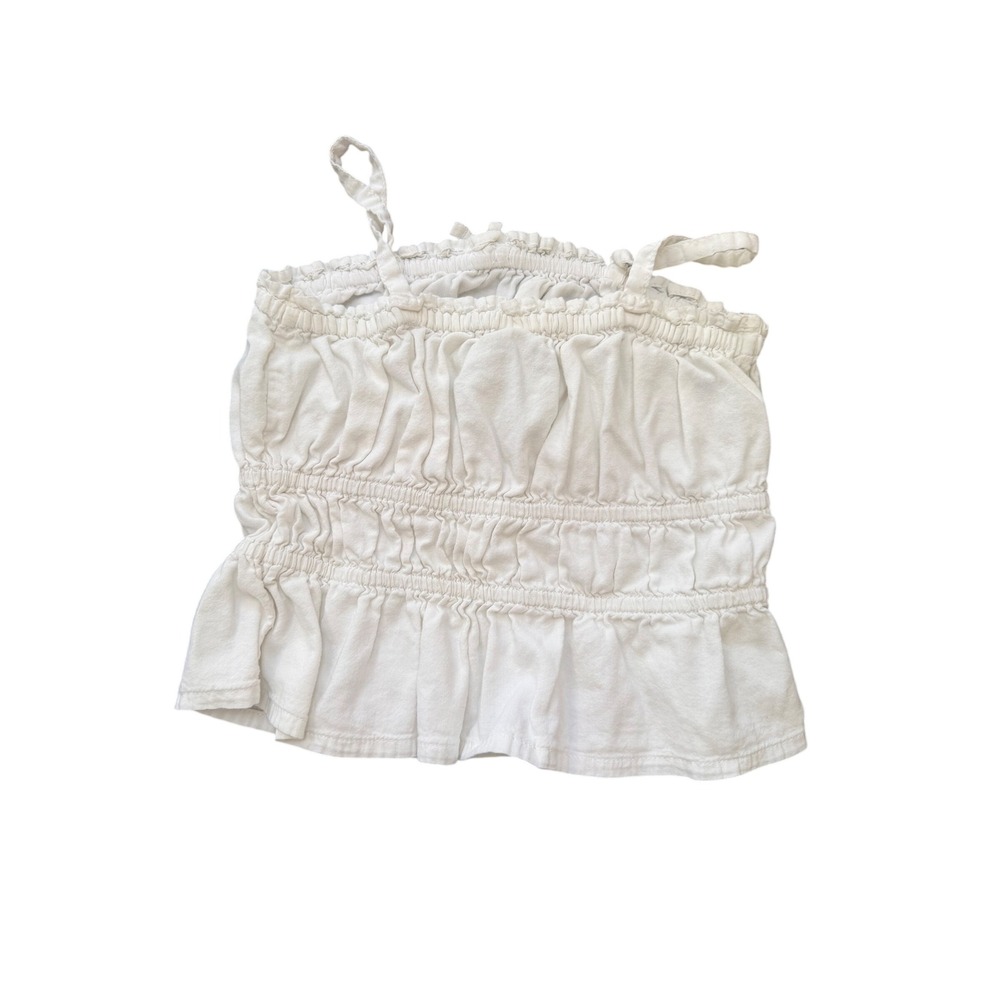 Old Navy Toddler Girls White Smocked Peplum Cami Top 5T Sleeveless Cotton Blend - Picture 2 of 3